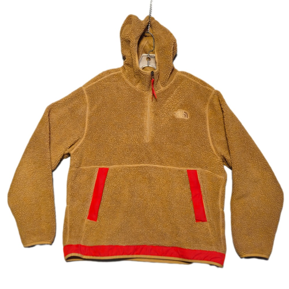 The North Face Campshire Fleece Hoodie Men Large Brown Red Quarter Zip NF0A84HX